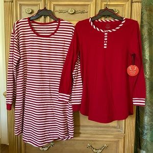 Christmas Sleep shirts lot of 2 XS & S